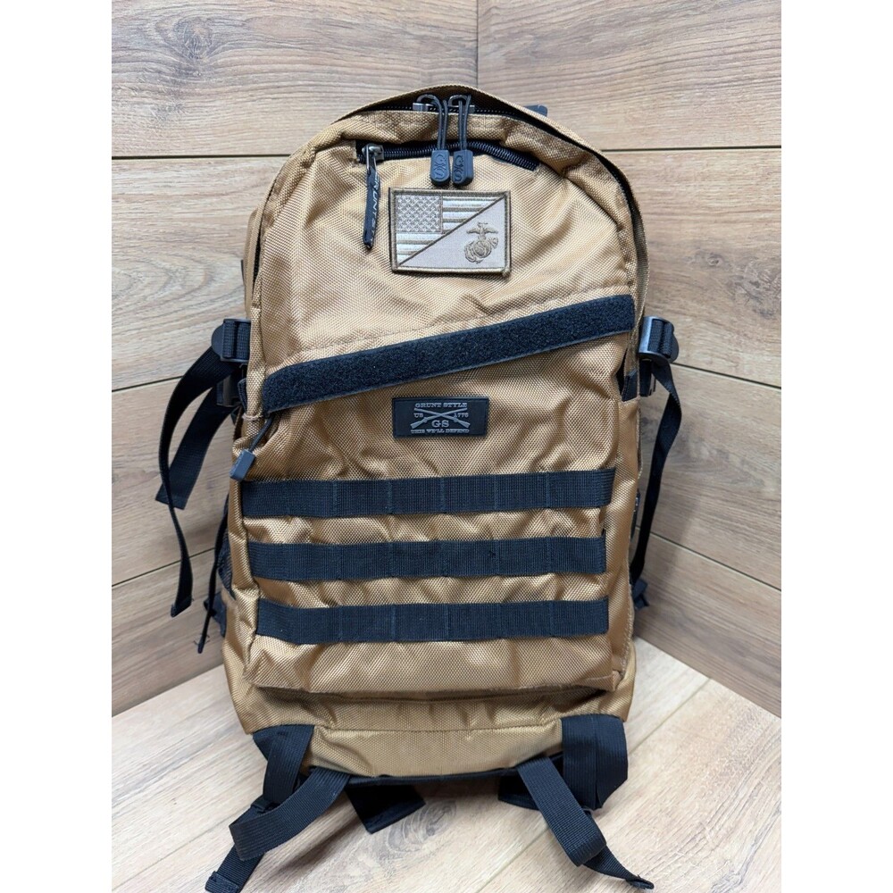 Grunt Style Coyote Brown Tactical EDC Backpack with USMC Flag Morale Patch